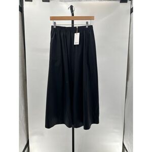 Quince Womens 100% Organic Cotton Poplin Aline Maxi Skirt Black Basic XS